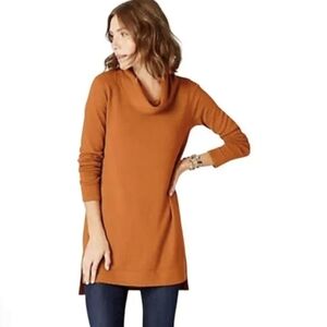 J.Jill Tunic Sweater Womens XS Draped Cowl Neck Pullover Pumpkin Spice Fall Cozy
